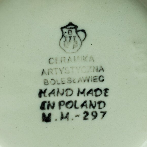 Polish Pottery Small Blue Butterfly Bowl Blue Flowers Ramekin Trinket Dish - Picture 6 of 6